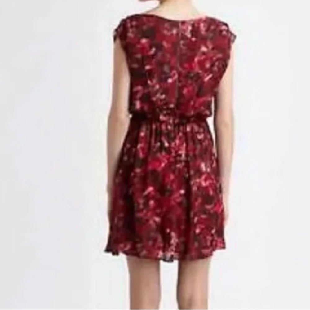 ALICE + OLIVIA  Red Watercolor Silk Mini Dress - Picture 2 of 9